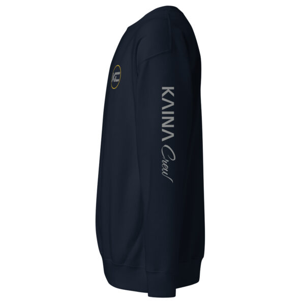 Sweatshirt unisexe Kaina Crew imprimé avant et manche gauche – Image 4